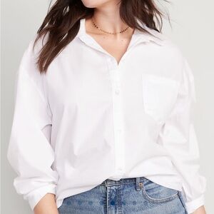 White Oversized Button-Down Boyfriend Shirt